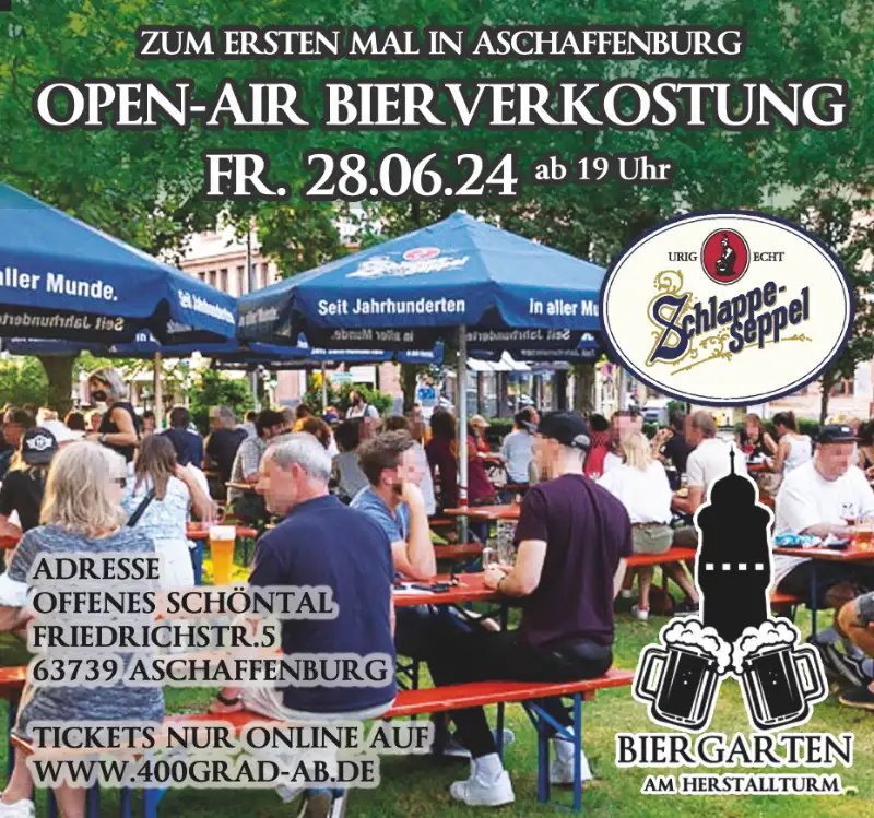 Premiere der Open-Air Bierverkostung im Biergarten am Herstallturm Aschaffenburg